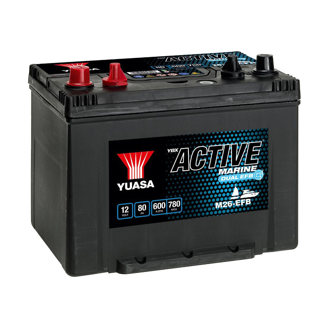 M26-EFB Yuasa Active Marine Dual EFB Battery 12V 80Ah 600A