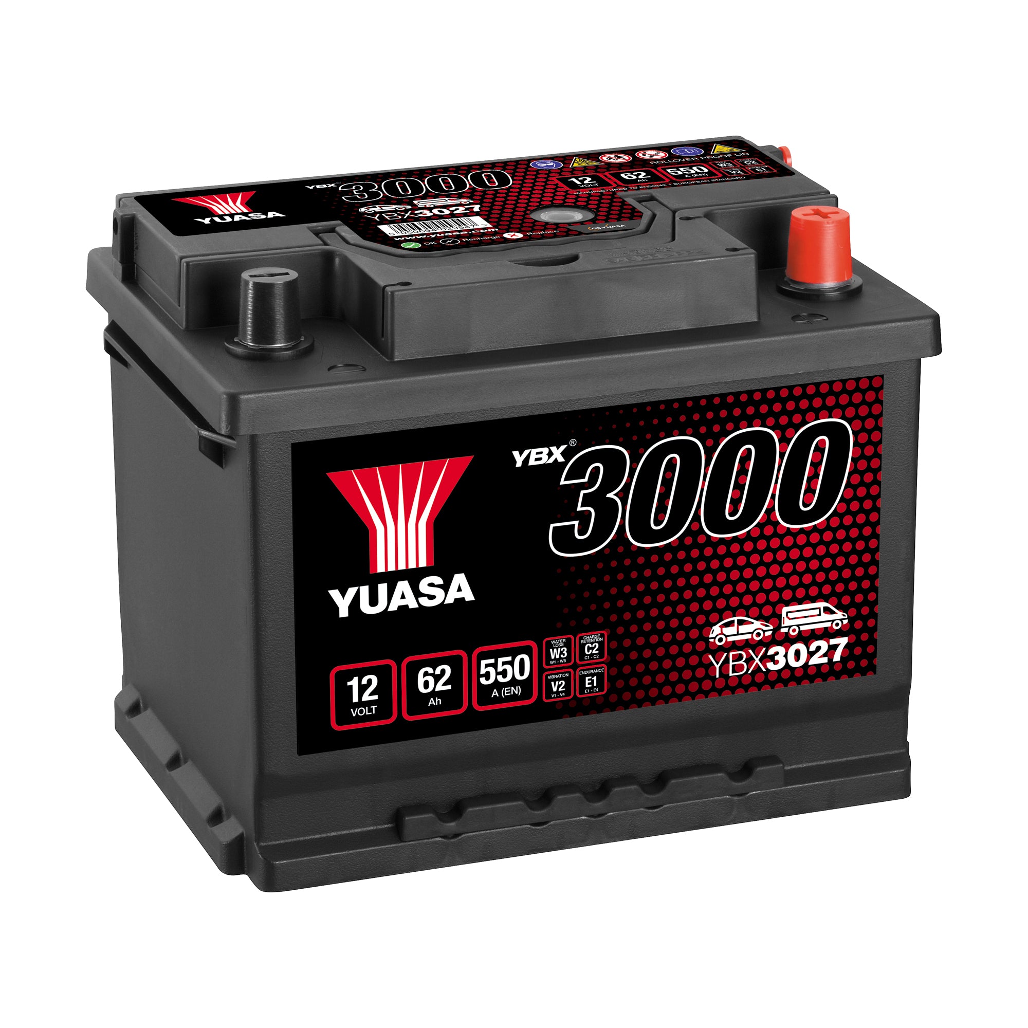 YBX3027 12v 62Ah 550ASMF Battery