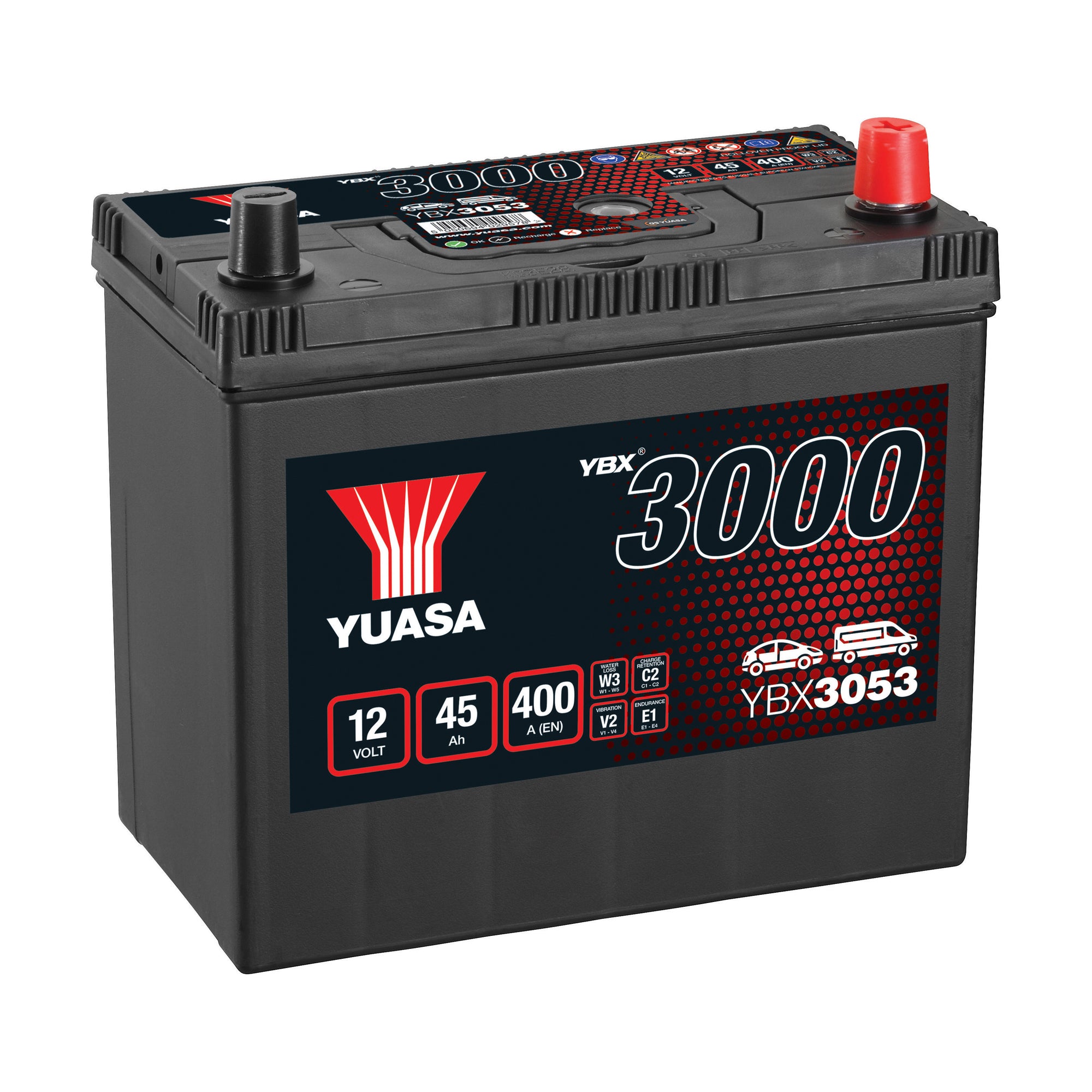 YBX3053 12v 45Ah 400ASMF Battery with Adapter