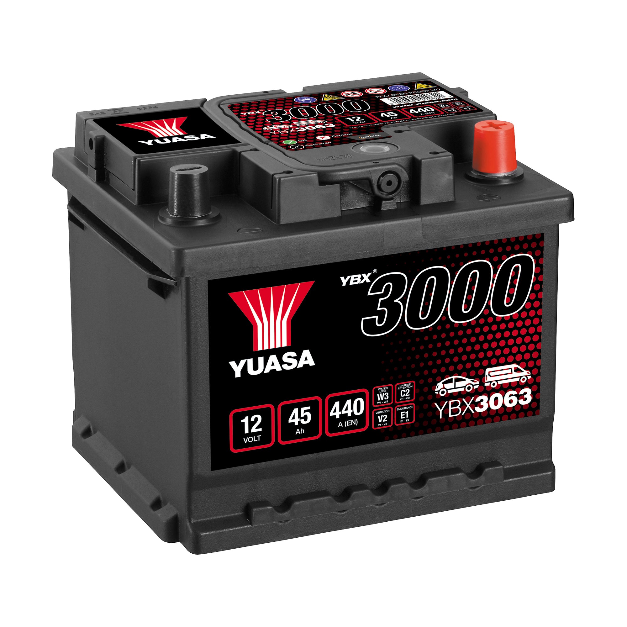 YBX3063 12v 45Ah 440ASMF Battery