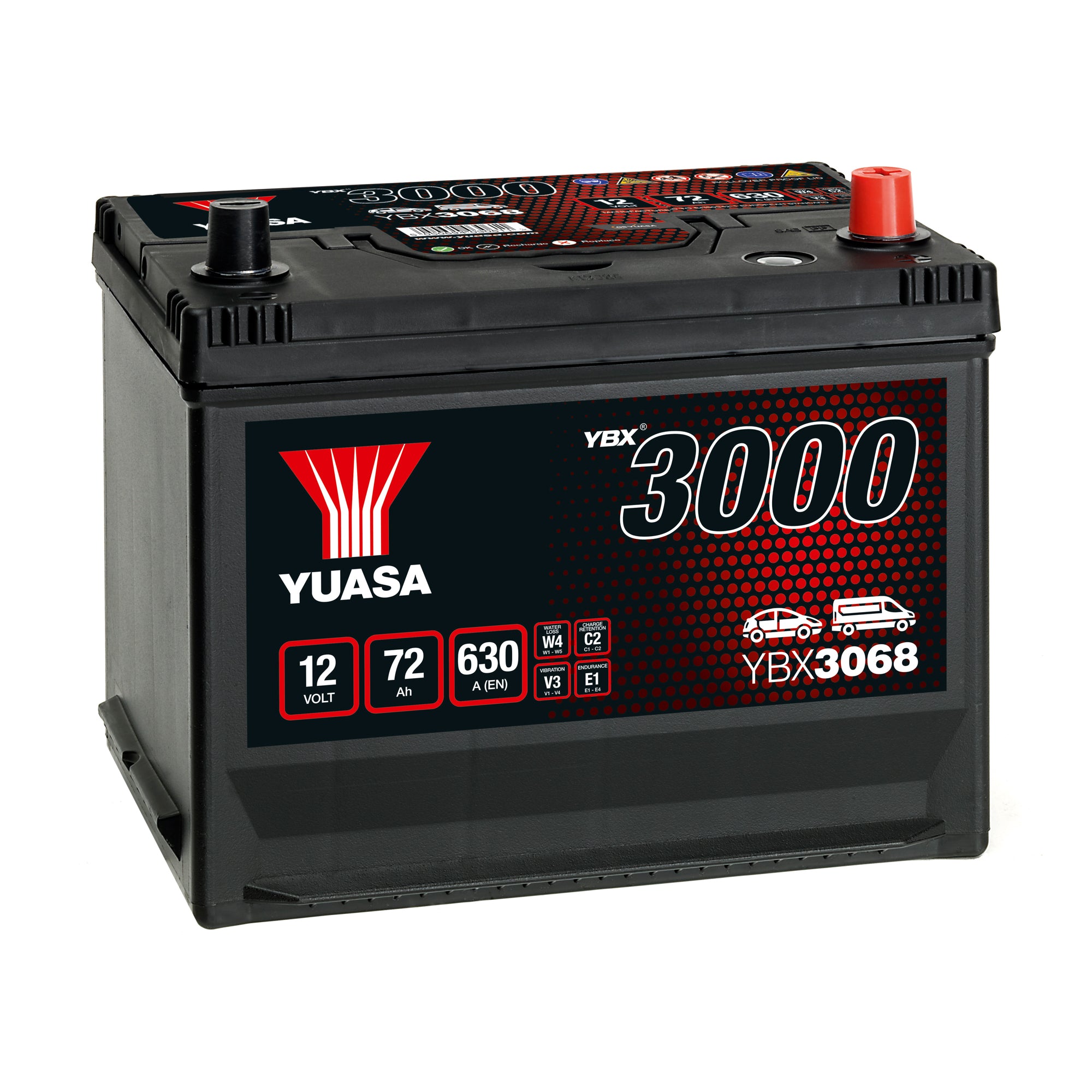 YBX3068 12v 72Ah 630ASMF Battery