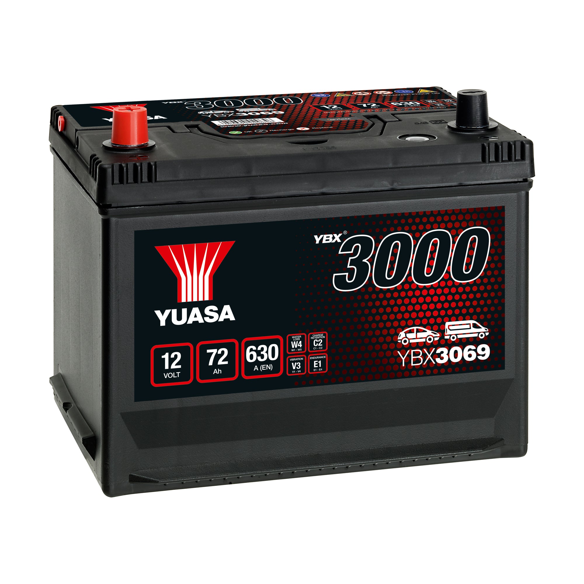 YBX3069 12v 72Ah 630ASMF Battery