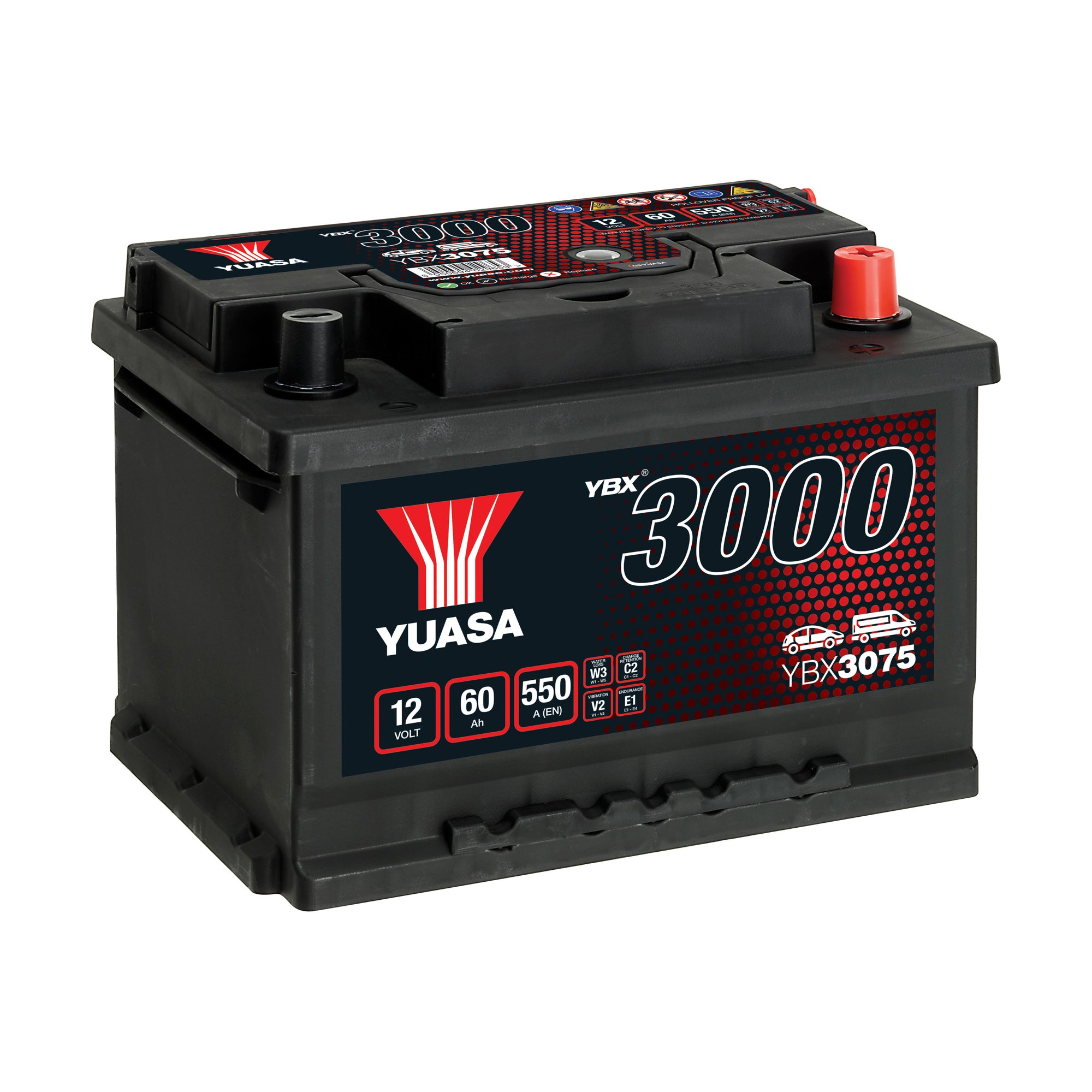 YBX3075 12v 60Ah 550ASMF Battery
