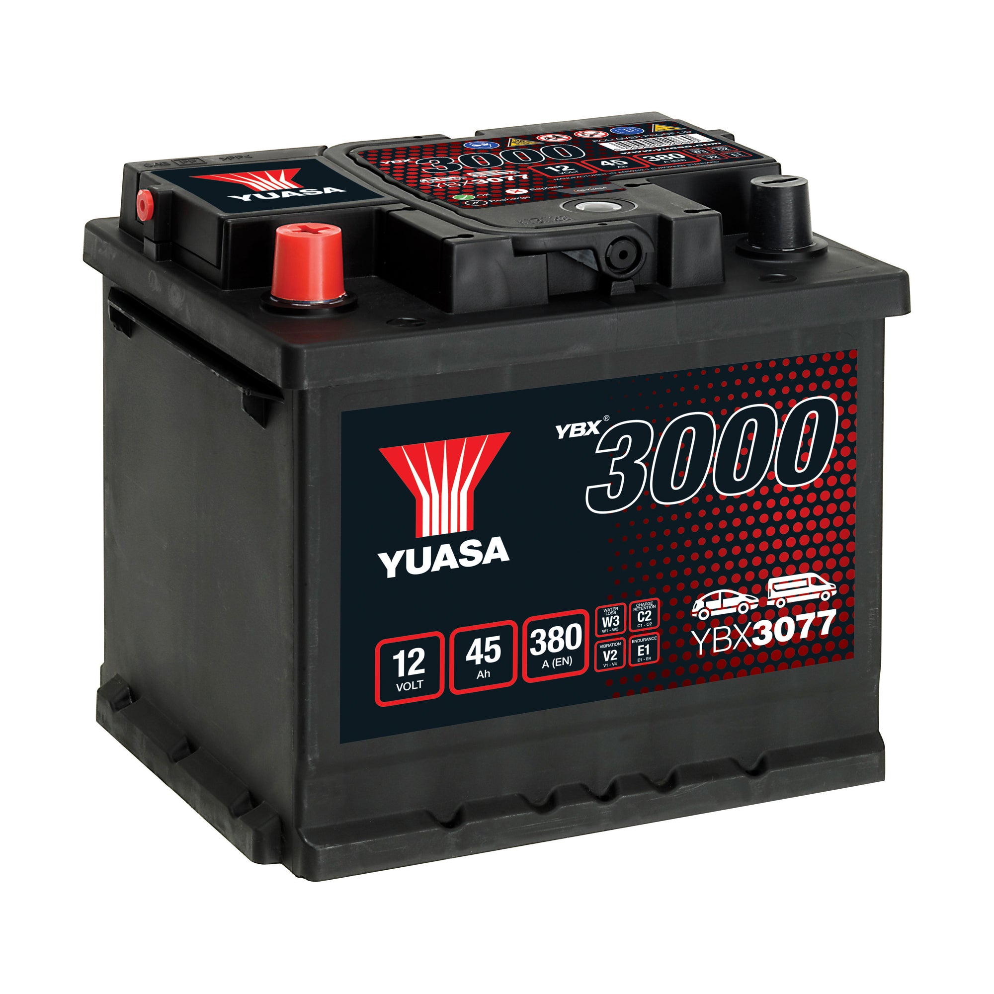 YBX3077 12v 45Ah 380ASMF Battery