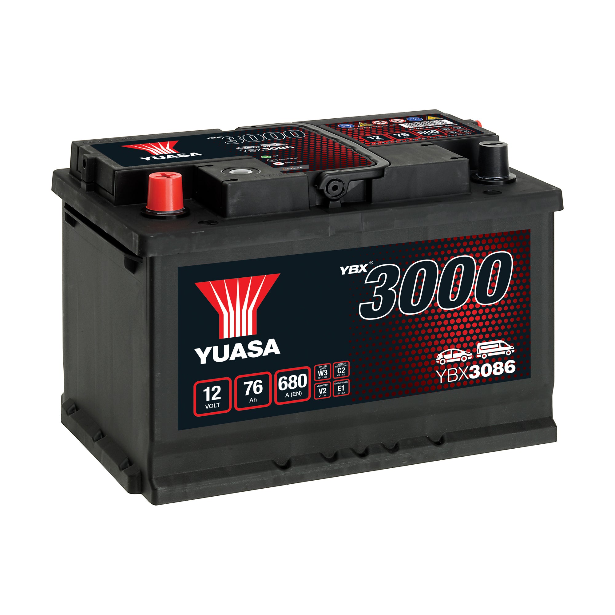 YBX3086 12v 76Ah 680ASMF Battery