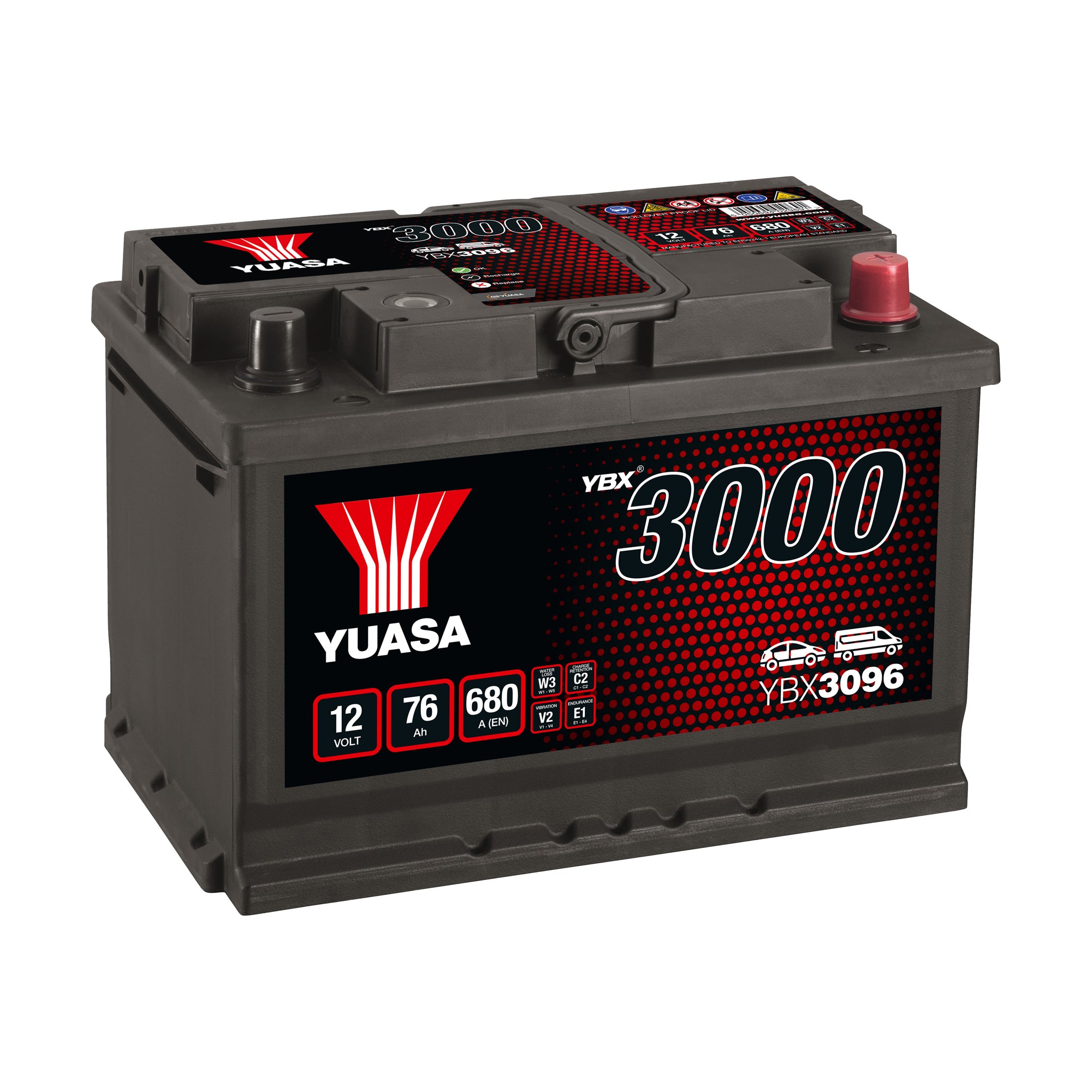 YBX3096 12v 76Ah 680ASMF Battery