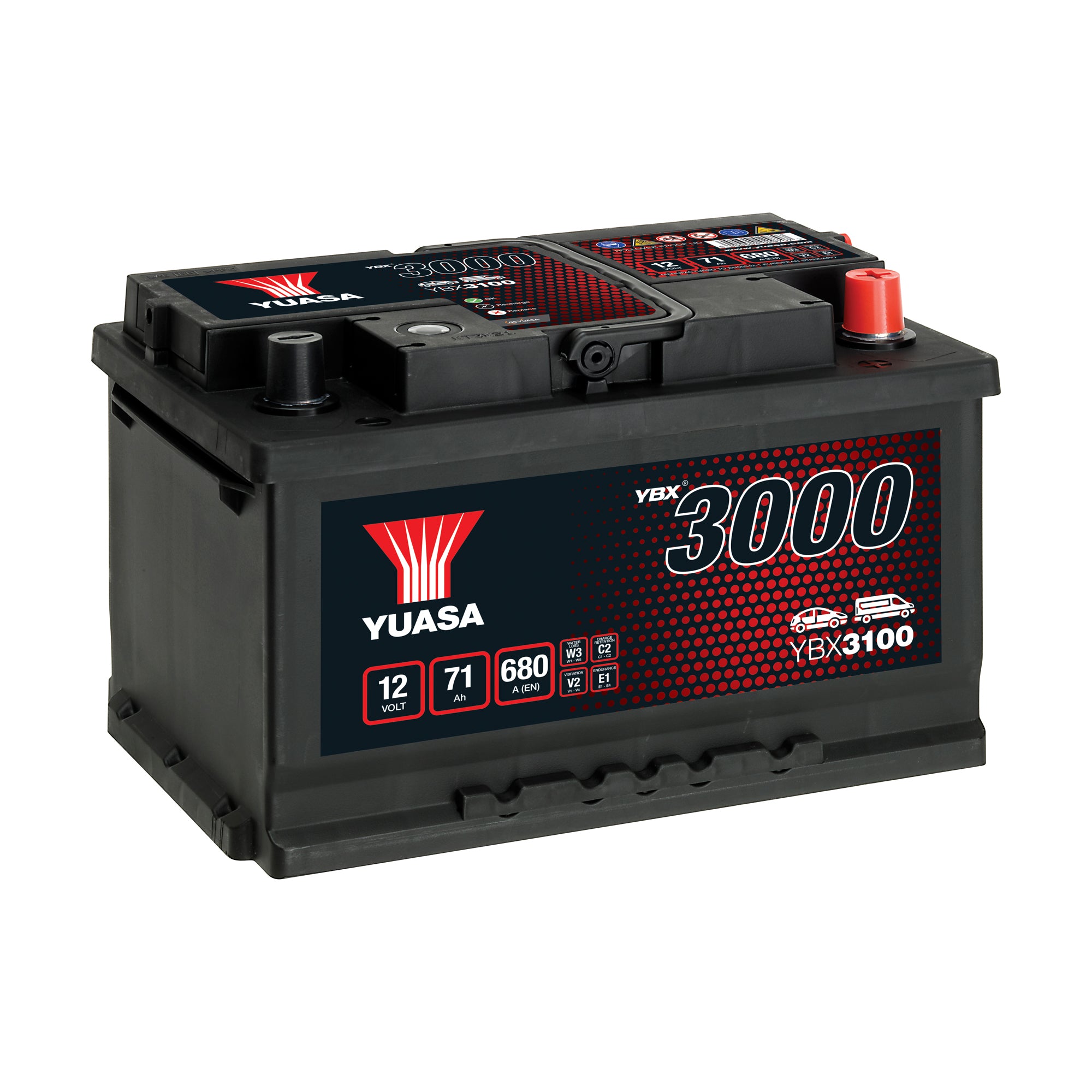 YBX3100 12v 71Ah 680ASMF Battery