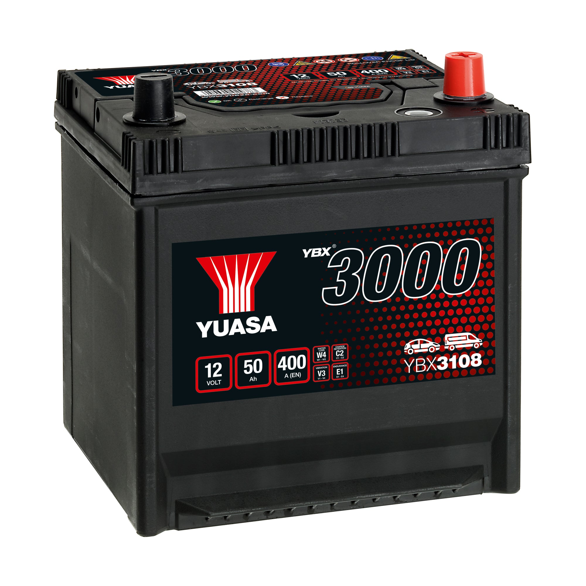 YBX3108 12v 50Ah 400ASMF Battery