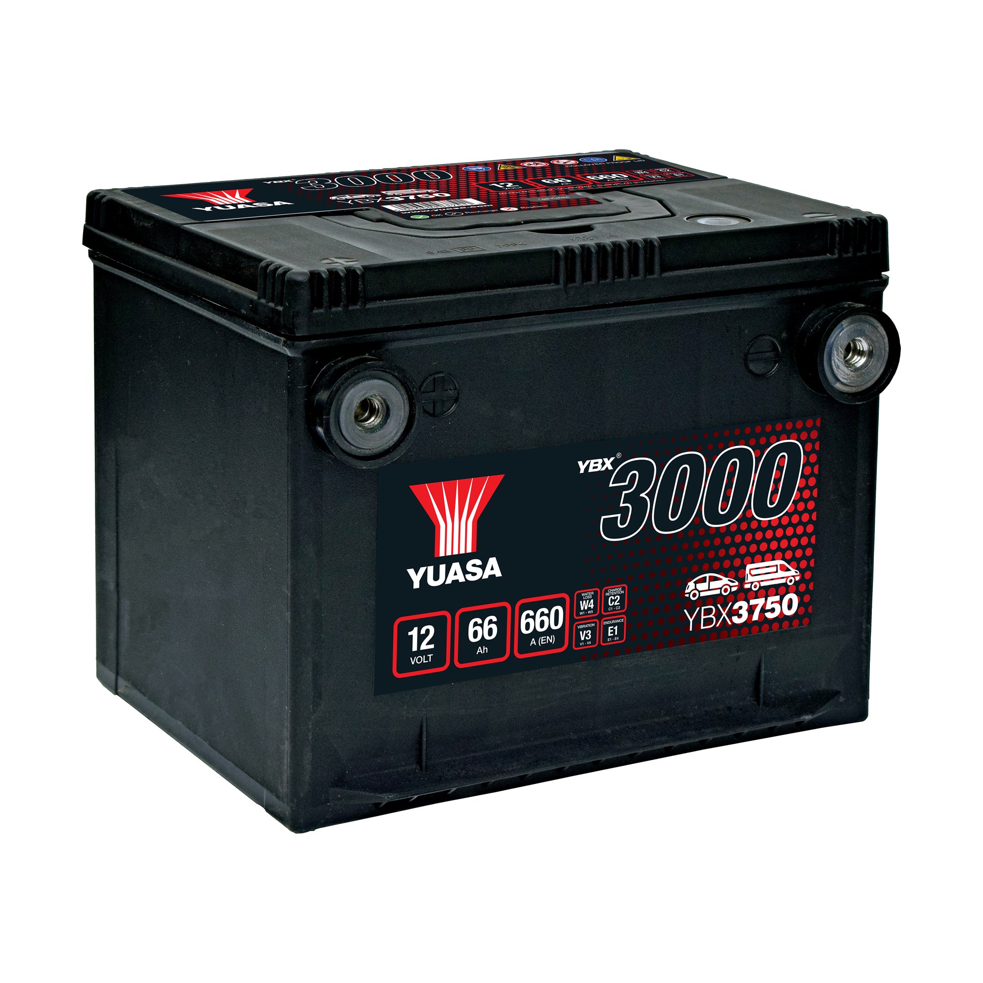 YBX3750 12v 66Ah 660A (US Group 75R FT) SMF Battery