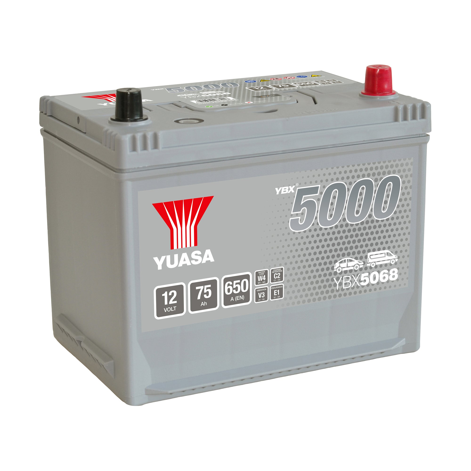 YBX5068 12V 75Ah 650A Yuasa Silver High Performance Battery