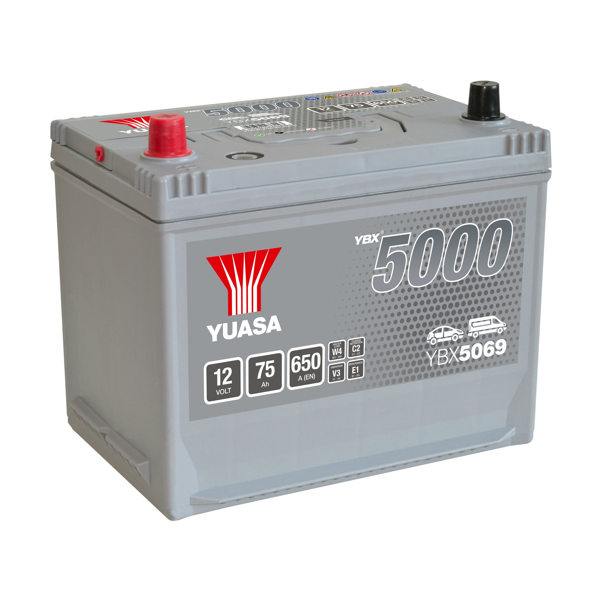 YBX5069 12V 75Ah 650A Yuasa Silver High Performance Battery
