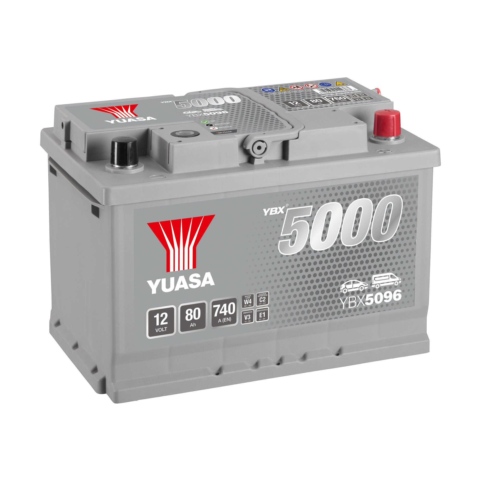 YBX5096 12v 80Ah 740ASilver High Performance Battery