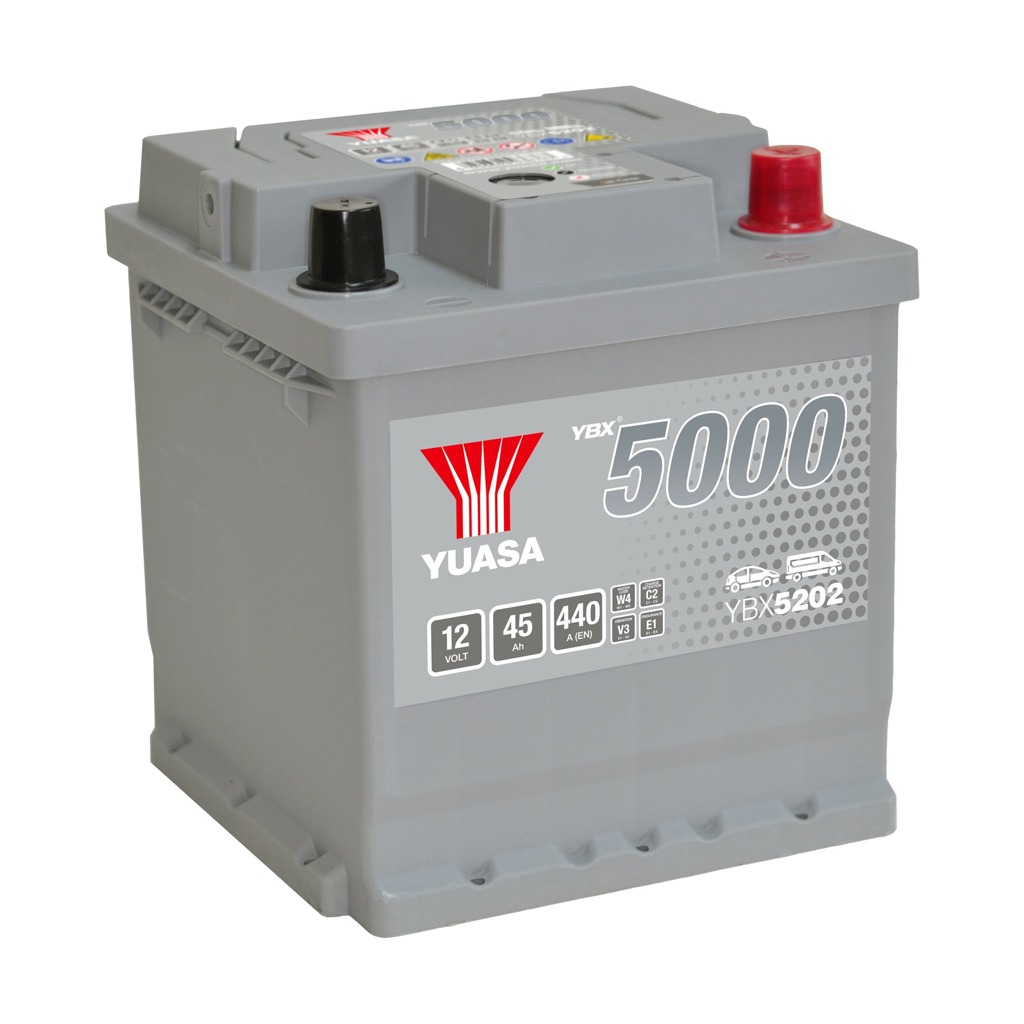 YBX5202 12v 45Ah 440ASilver High Performance Battery