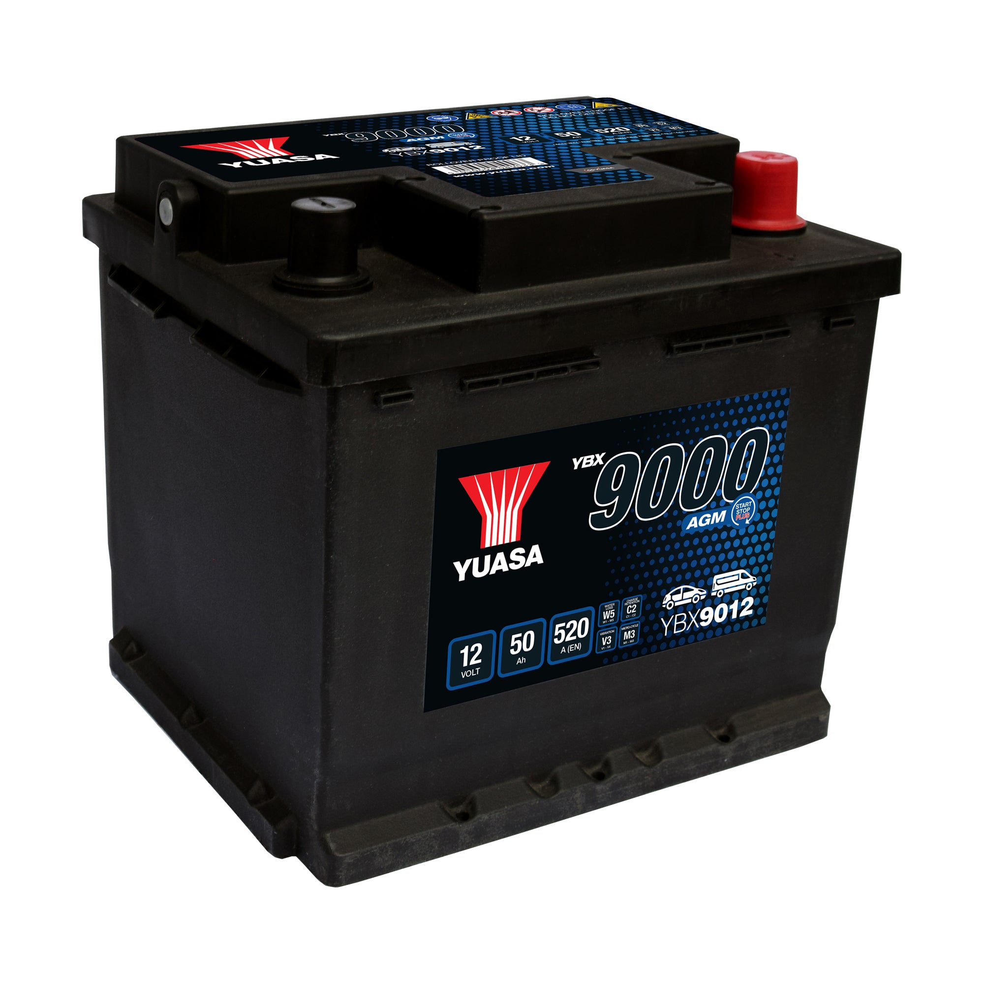 YBX9012 12v 50Ah 520AAGM Start-Stop Plus Battery