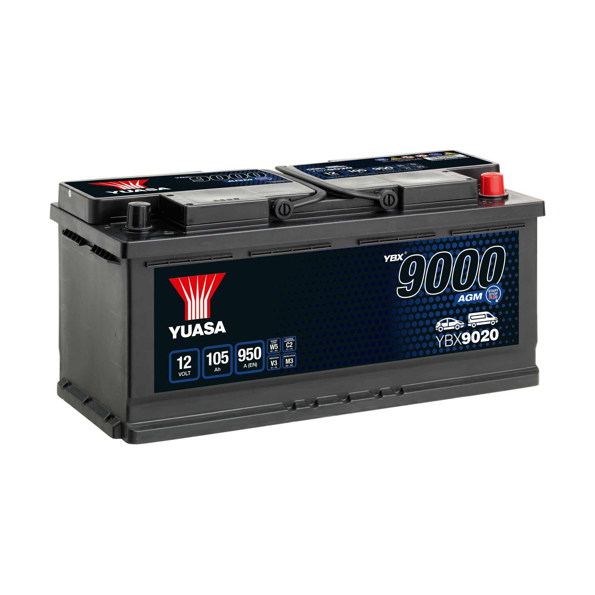 YBX9020 12V 105Ah 950A Yuasa AGM Start Stop Plus