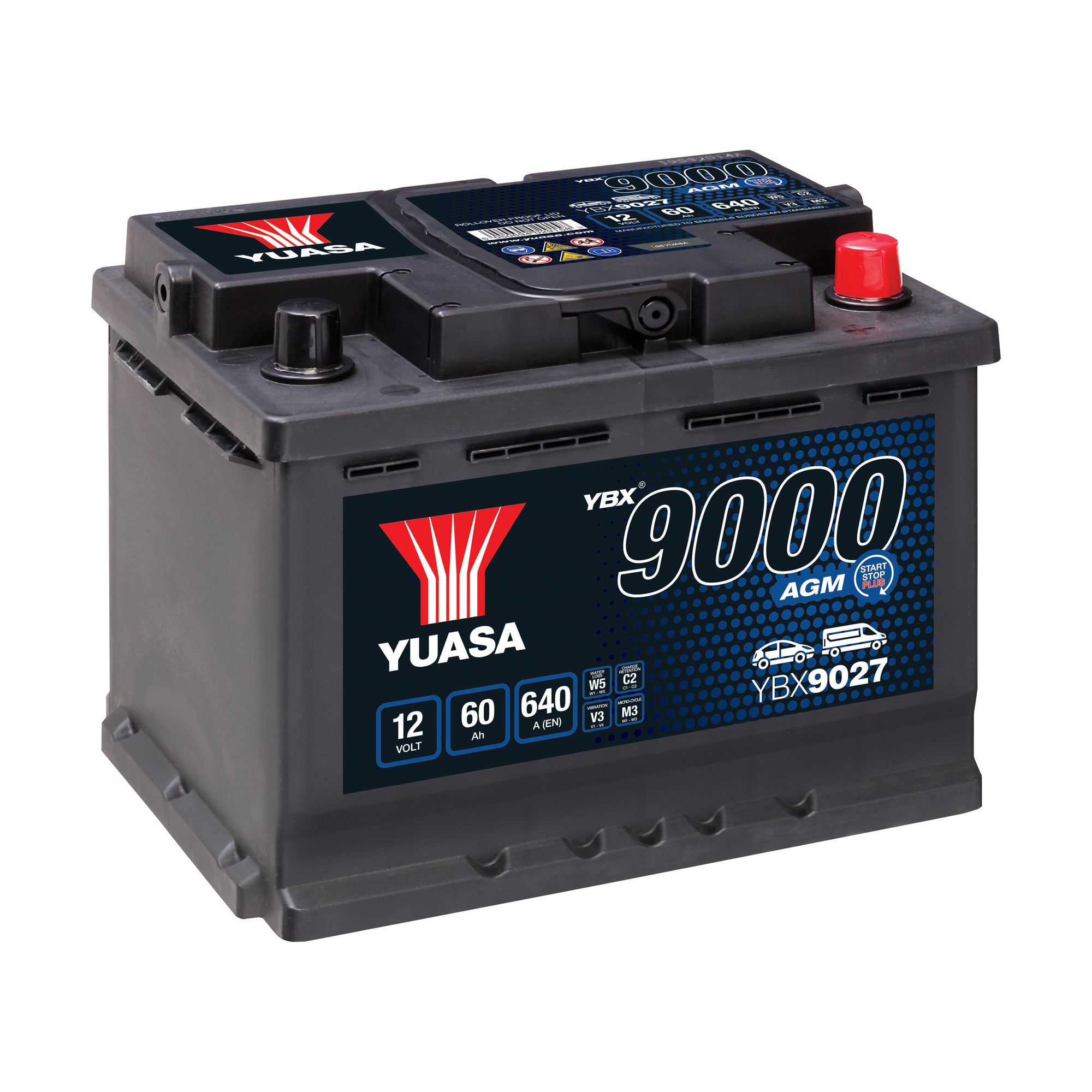 YBX9027 12v 60Ah 640AAGM Start-Stop Plus Battery