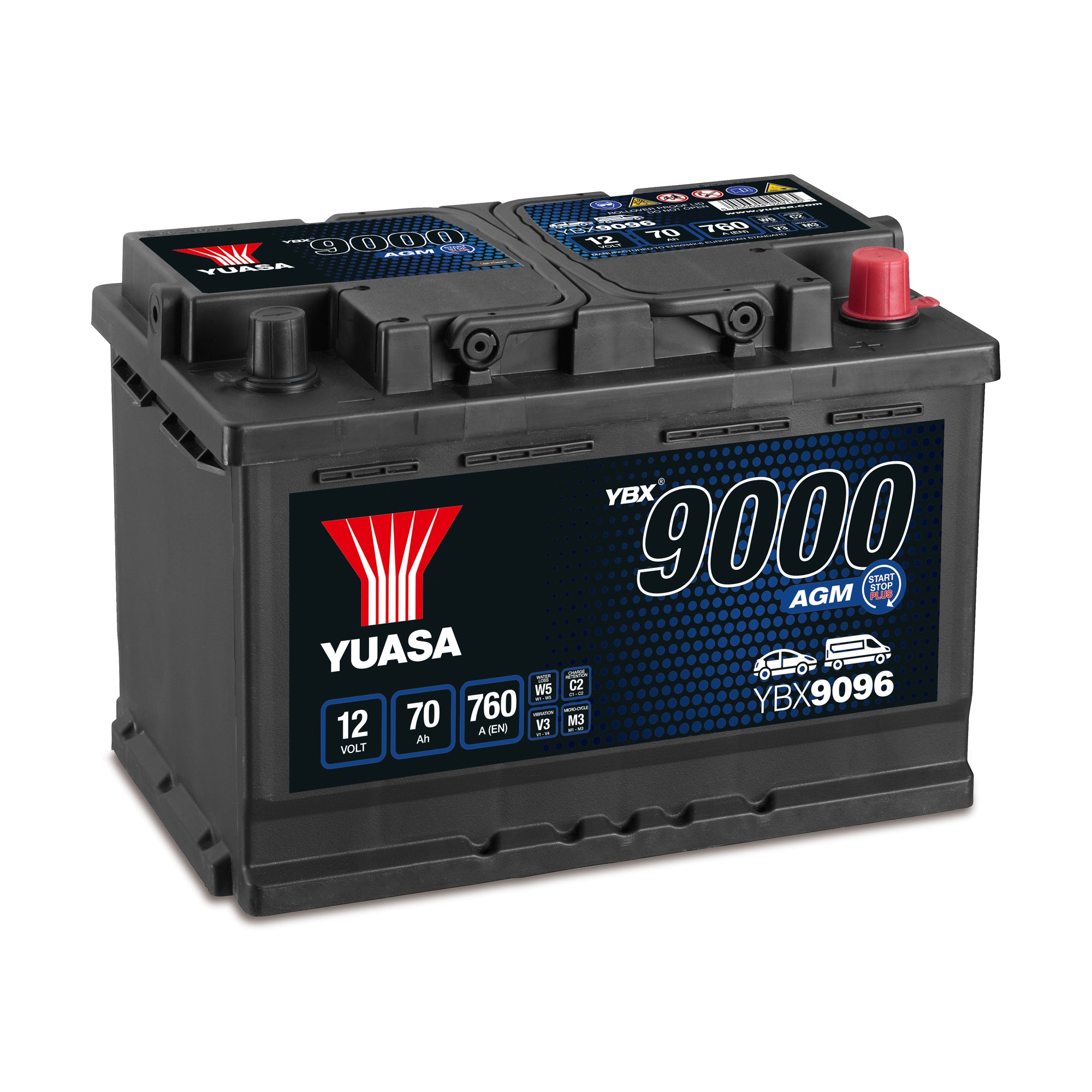 YBX9096 12v 70Ah 760AAGM Start-Stop Plus Battery