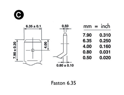 Faston 6.35 mm (C) Battery Terminal Diagram