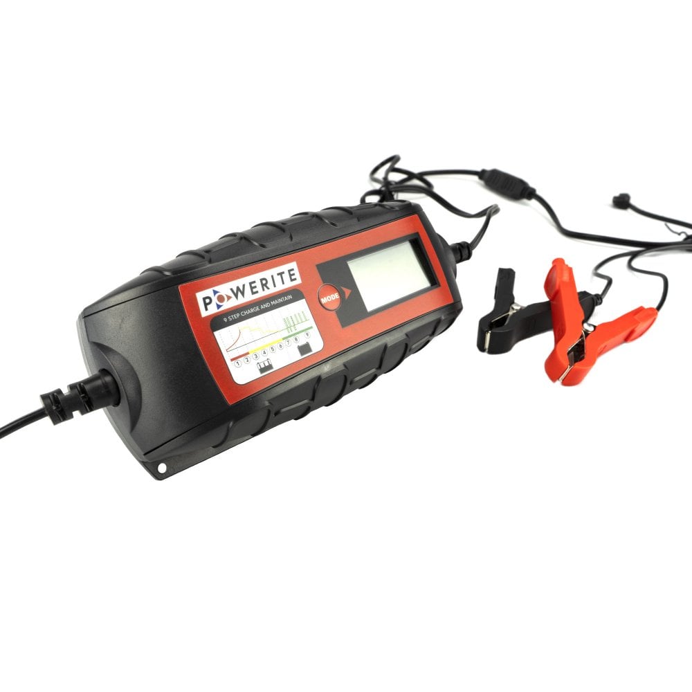 Powerite 5A 6V/12V Smart Battery Charger and Maintainer with Clamps